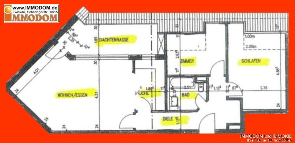 NEU renovierte 3-Zimmer-Dachwohnung mit toller DACHTERRASSE in Zwickau-Weißenborn zu vermieten! - Foto 2